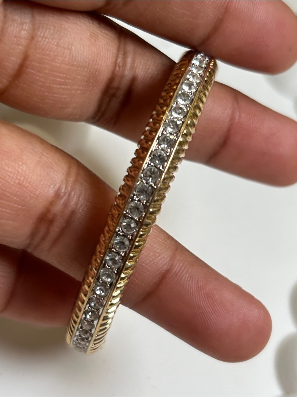 Gold-Tone Crystal zirconia Bangle Bracelet - Elegant Women's Jewelry